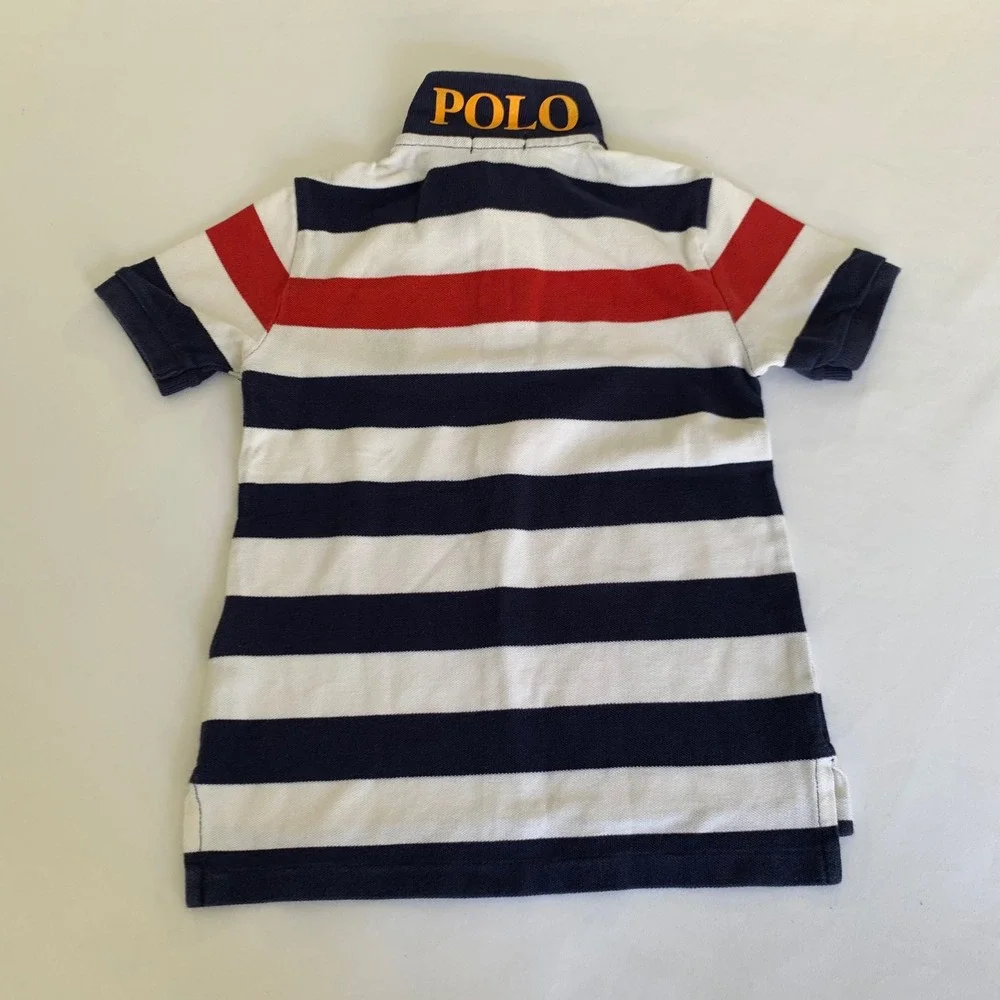 Polo Ralph Lauren Big Pony Shirt Red White Blue Stripe Short Sleeve Boy 6 Preppy
